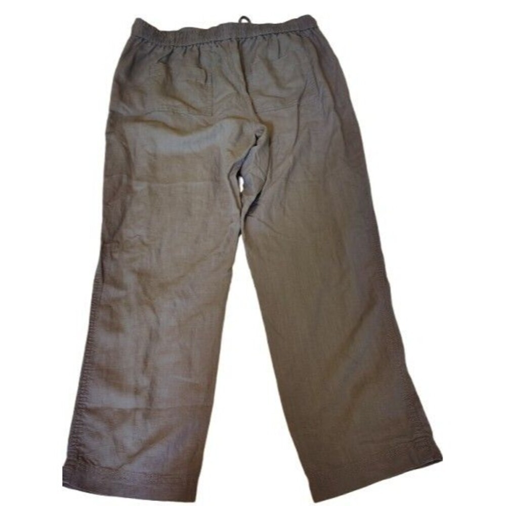 J Crew Linen Blend Pants Small Gray Drawstring Elastic Waist Relaxed